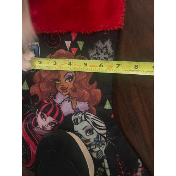 Monster High Seasons Ghouls Stocking 17” Thin Felt Fuzzy Red Cuff Vintage - Picture 3 of 3